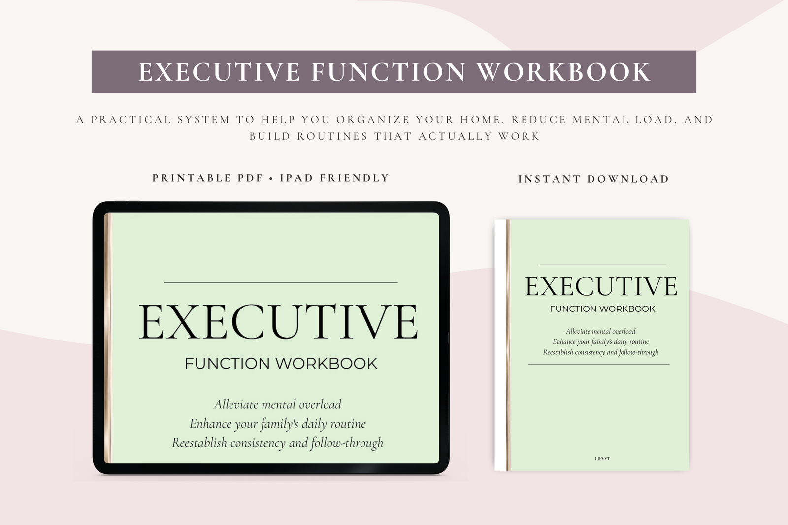 Minimalist life planner and executive reset guide for busy parents organizing family schedules and self-care.
