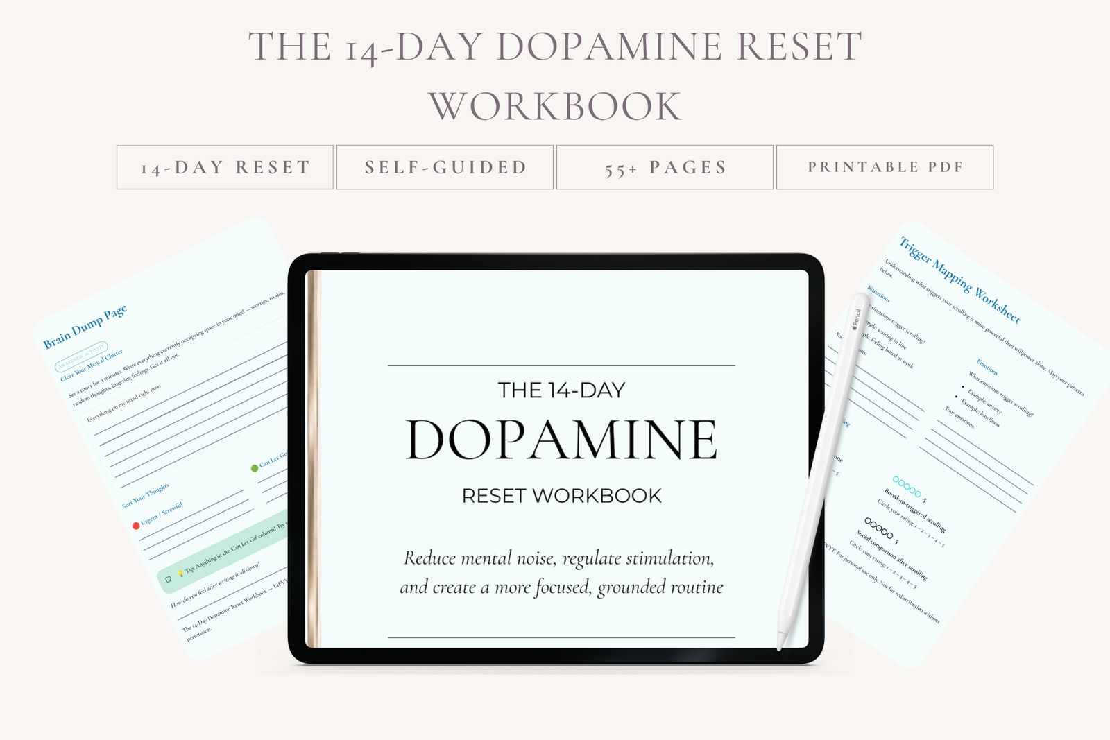 Aesthetic wellness journal for nervous system regulation and holistic dopamine balancing to reduce burnout and increase joy.