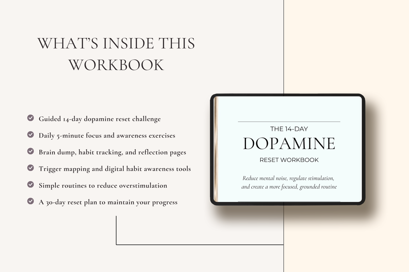 Mental clarity workbook for dopamine detox and holistic focus strategies to improve daily concentration and executive function.