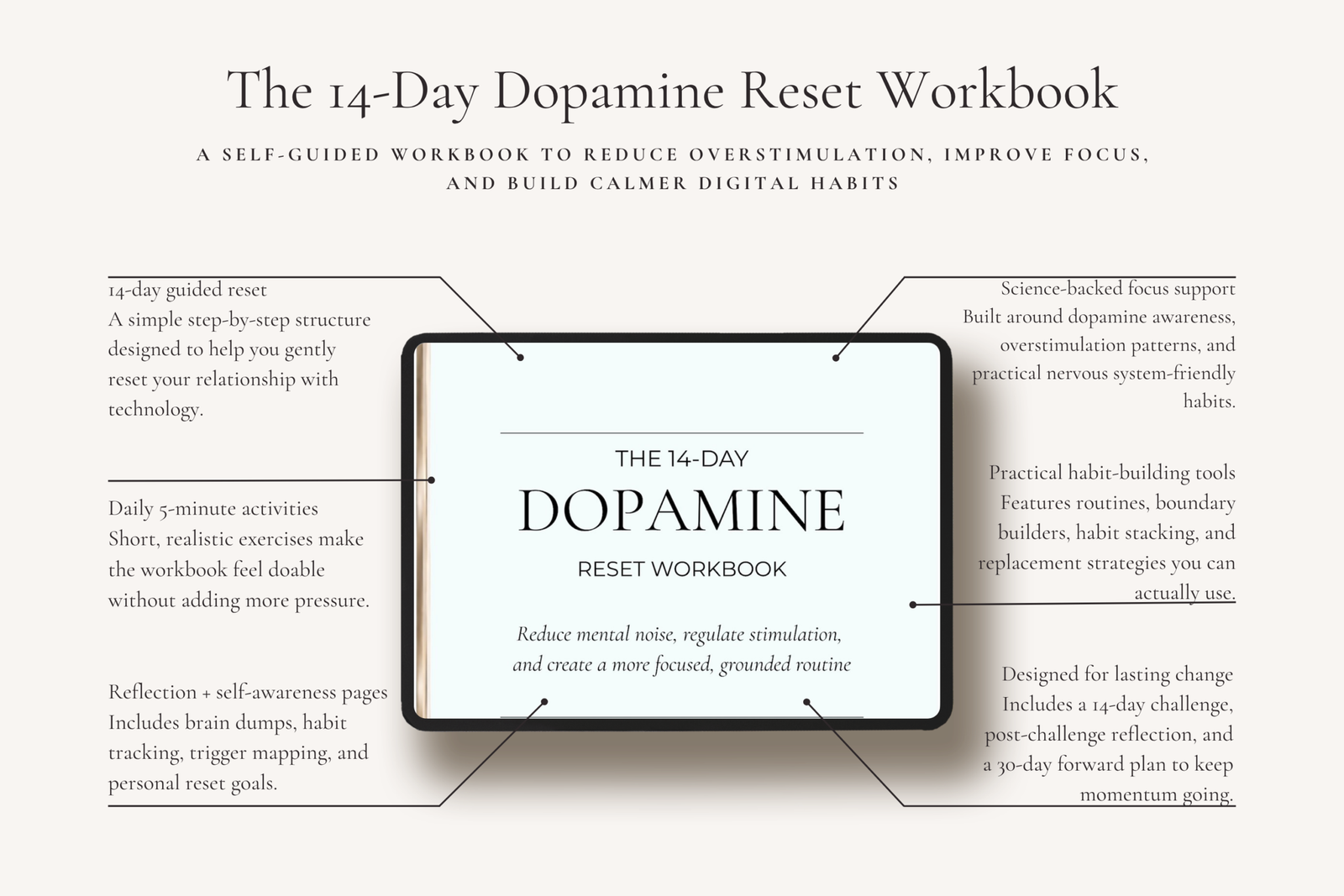 Holistic dopamine workbook for neuroregulation and ADD management featuring science-based wellness exercises for brain health.