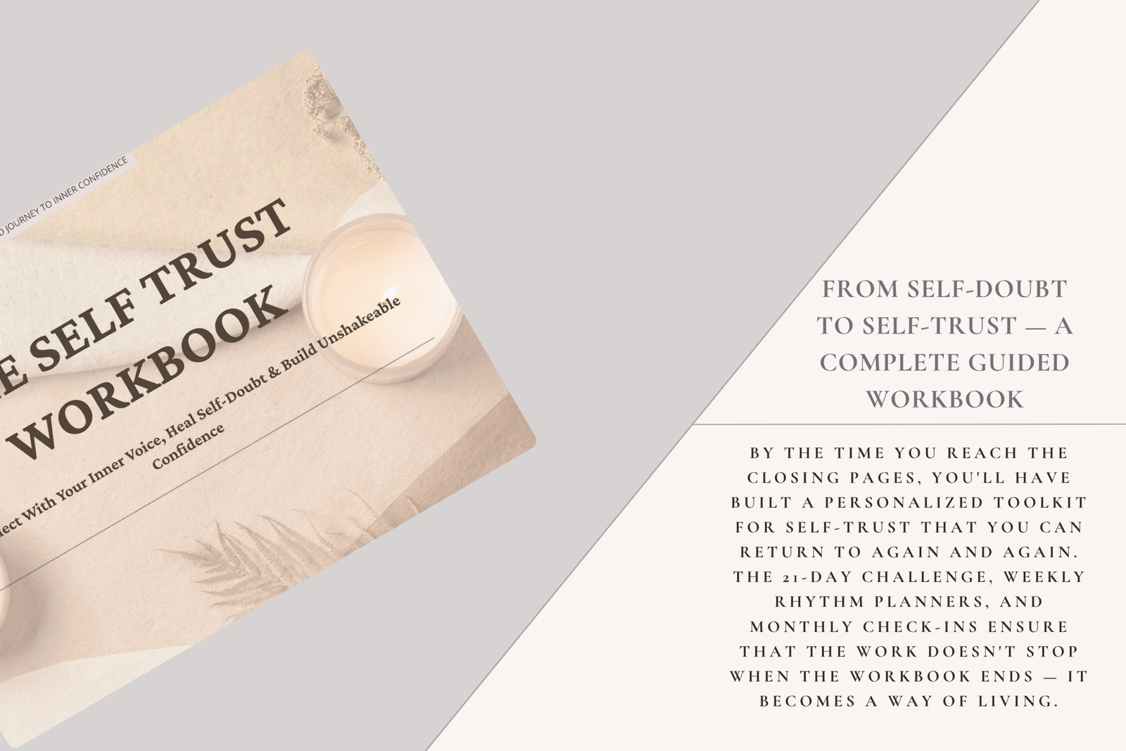self trust workbook printable pdf cover, self trust workbook pages for confidence and healing, printable self trust journal for women, self growth workbook pdf with prompts and trackers