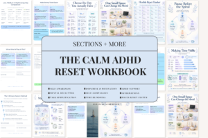 Calm ADHD Reset Workbook, ipad, life reset, executive function support, focus reset system, mental declutter workbook, routine planner, soft neutral aesthetic, printable workbook