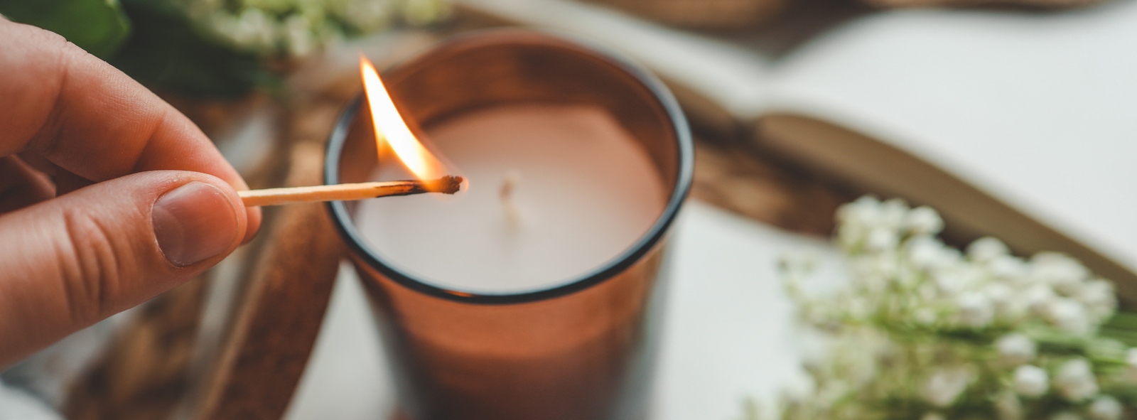 Lit candle