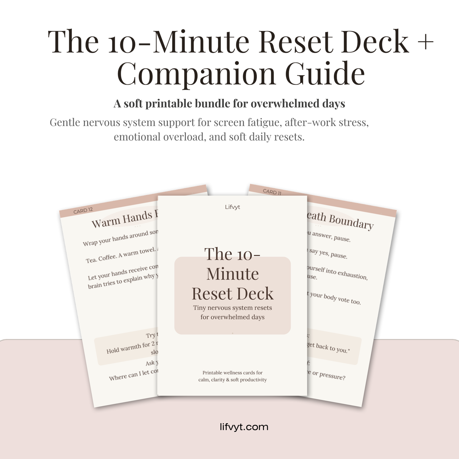 Printable reset cards with soft neutral Lifvyt design