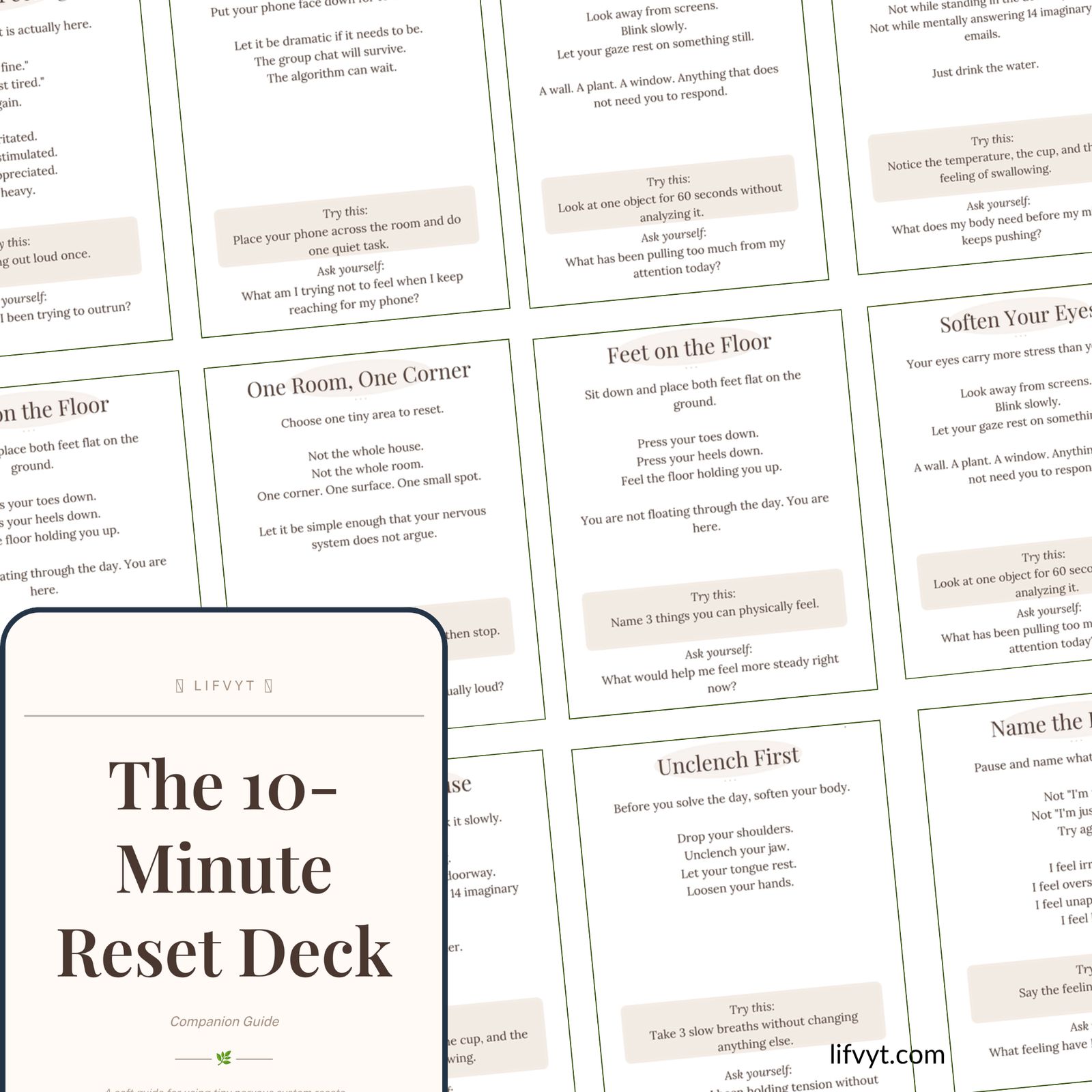 The 10-Minute Reset Bundle | Printable Nervous System Reset Cards - Image 5