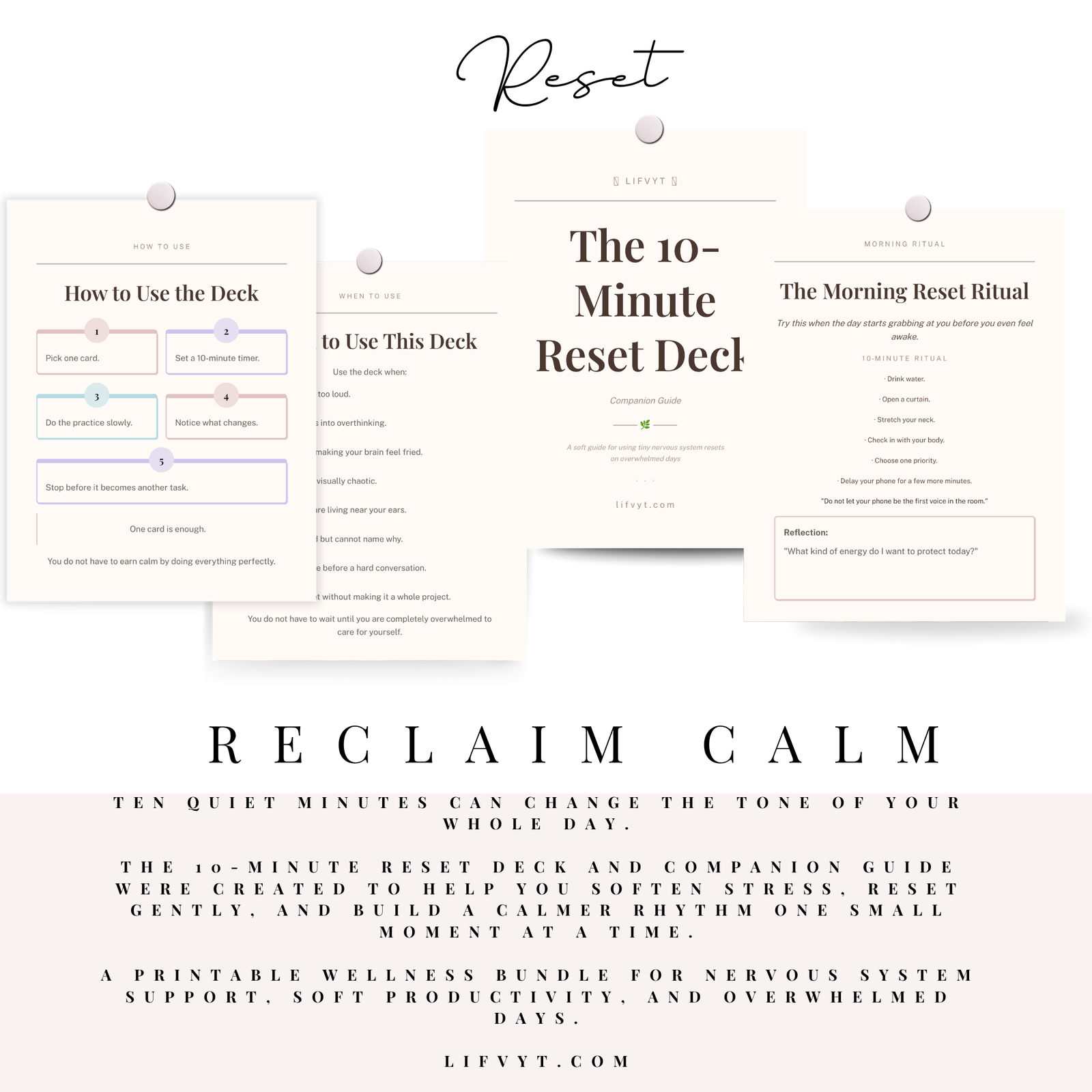 The 10-Minute Reset Bundle | Printable Nervous System Reset Cards - Image 3