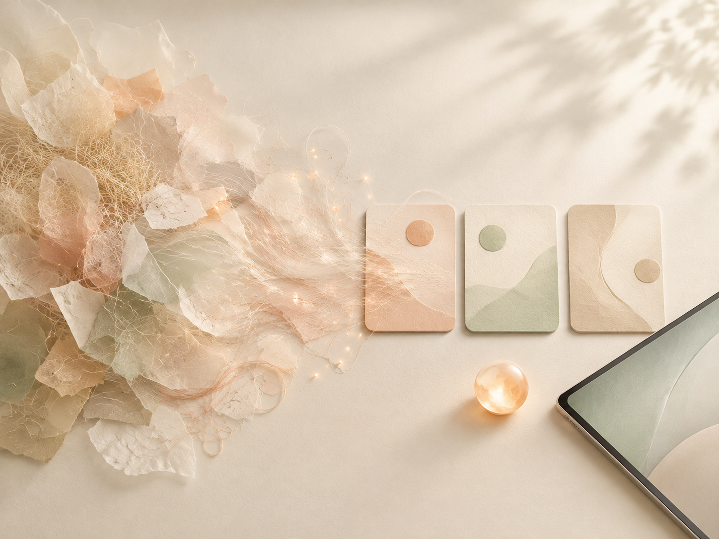 Gentle ways to use AI when mentally exhausted in a peaceful modern workspace