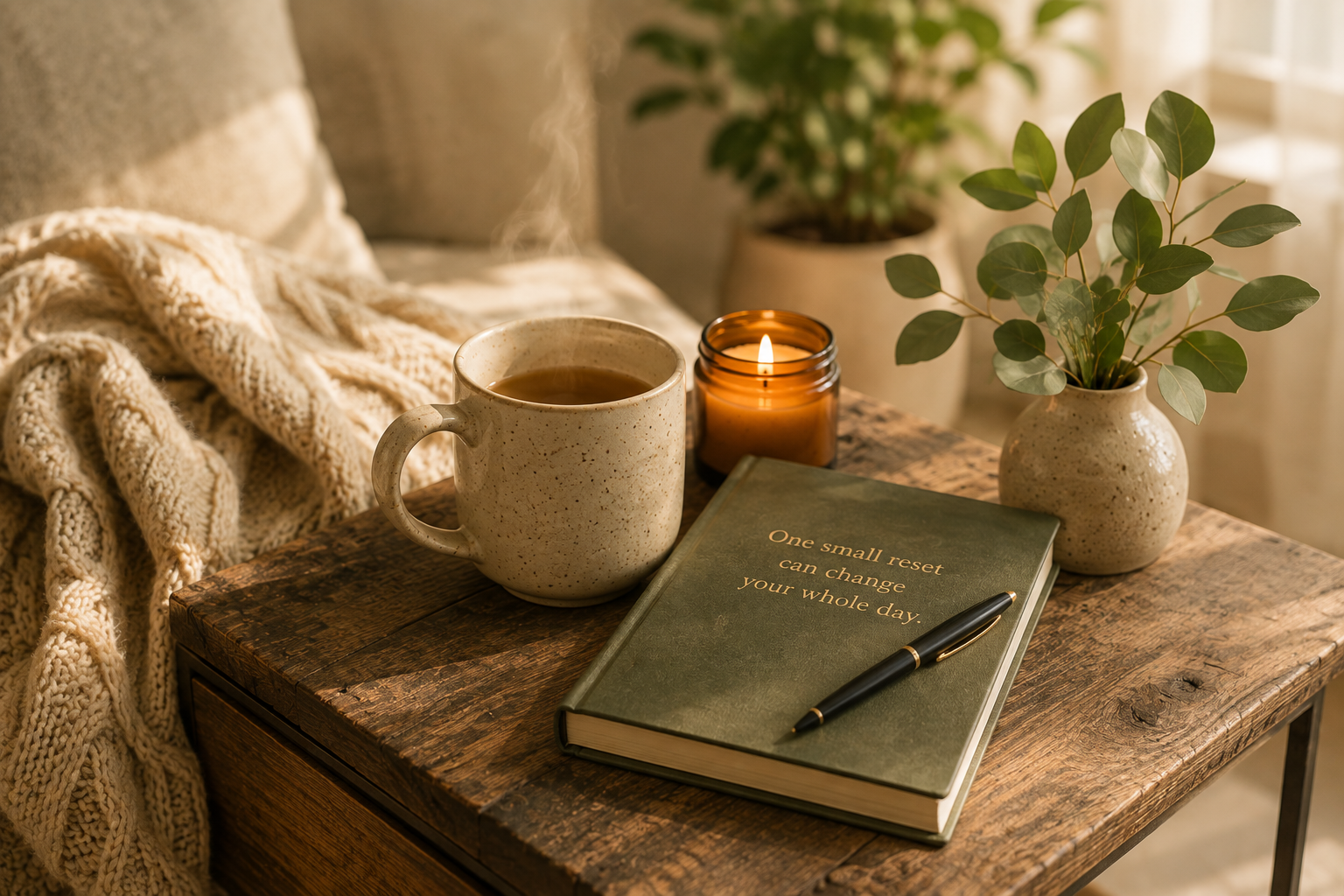 Open brain dump journal for the offload and release step of an after-work reset