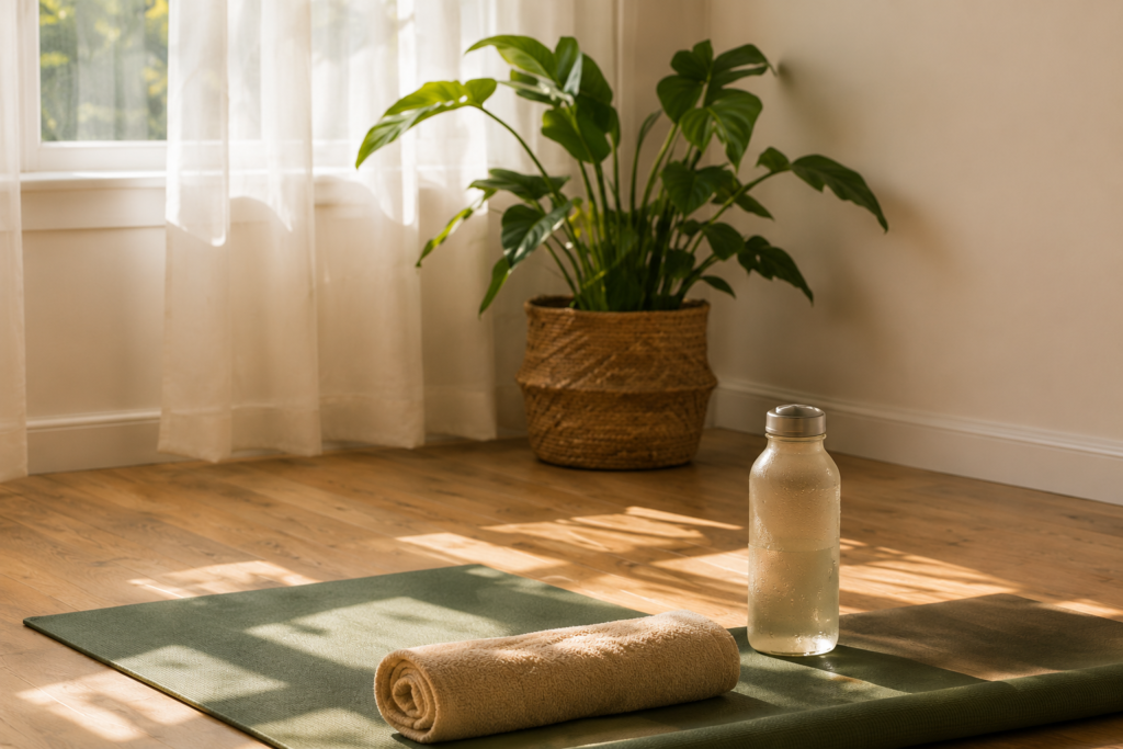 20-minute after-work nervous system reset with tea candle journal and calming greenery