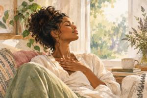 Nervous system dysregulation reset in a calm sunlit room