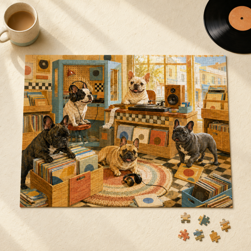 French Bulldog Record Shop Puzzle