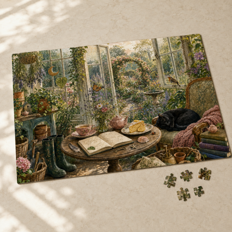 Cozy Conservatory Cat Puzzle