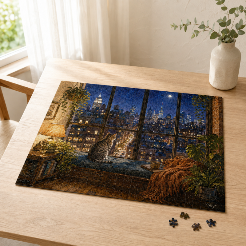 Midnight City Cat Puzzle