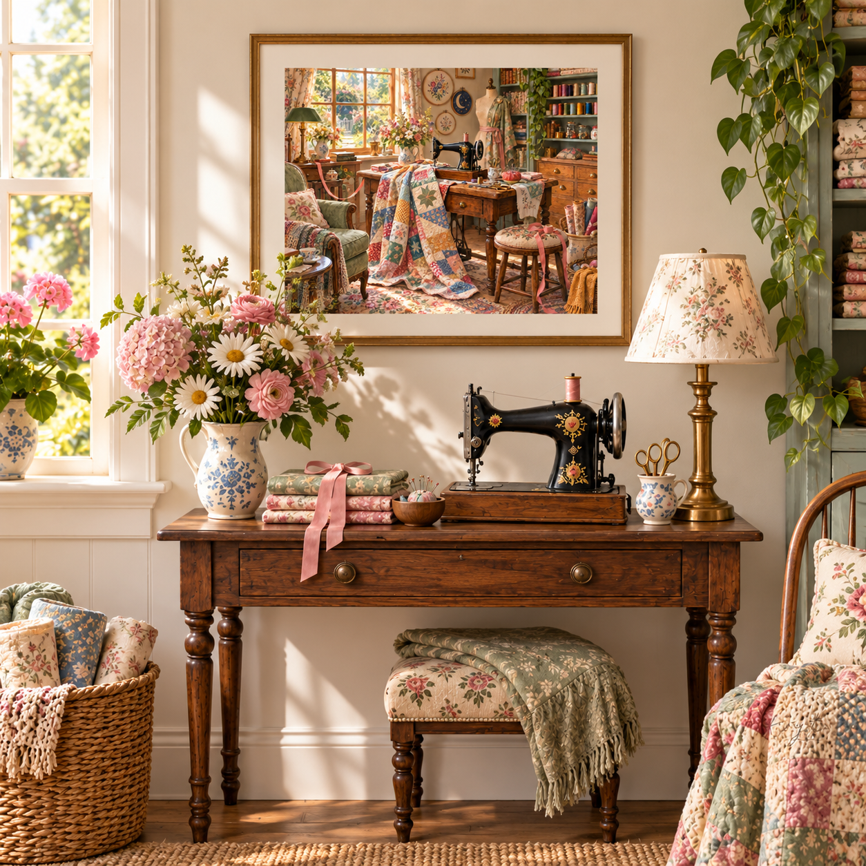 Cozy Sewing Room Jigsaw Puzzle styled for a screen-free afternoon