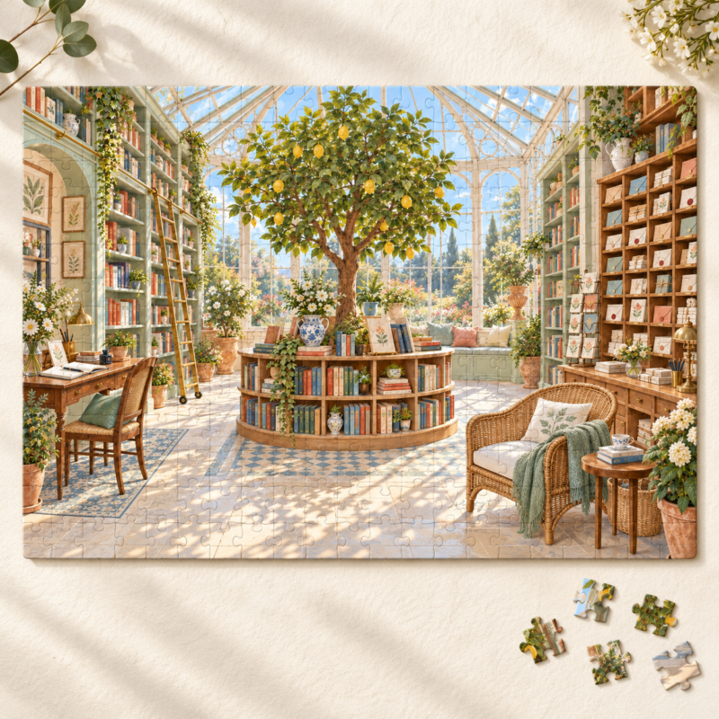 Glasshouse Book Exchange Jigsaw Puzzle for Book Lovers Botanical Library Gift 110 to 1014 Pieces
