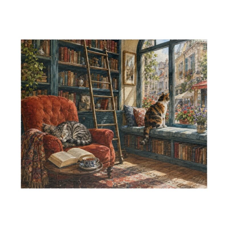 Cozy Bookshop Cat Puzzle