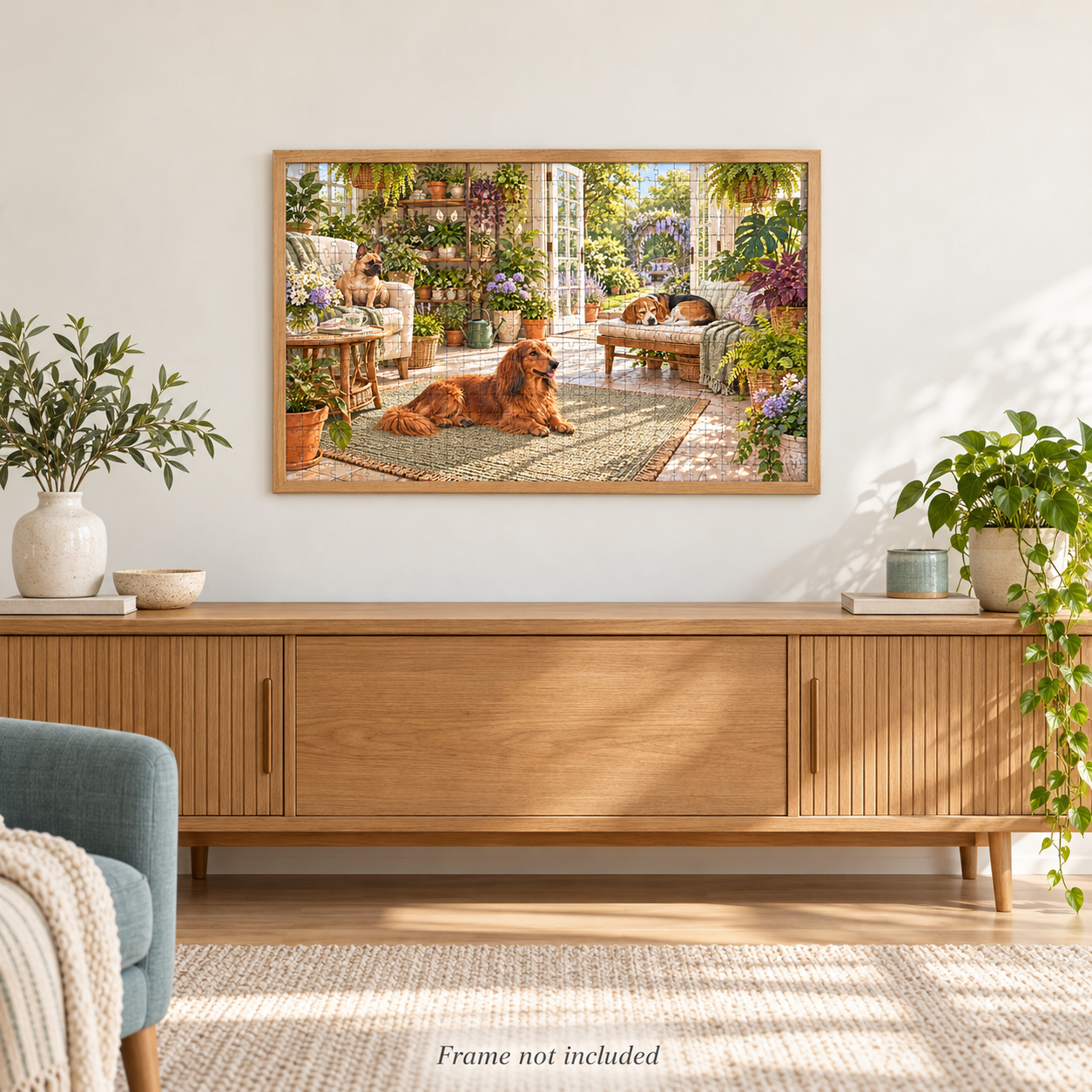 Greenhouse nap club dog jigsaw puzzle cozy garden room gift for dog and plant lovers - Image 6