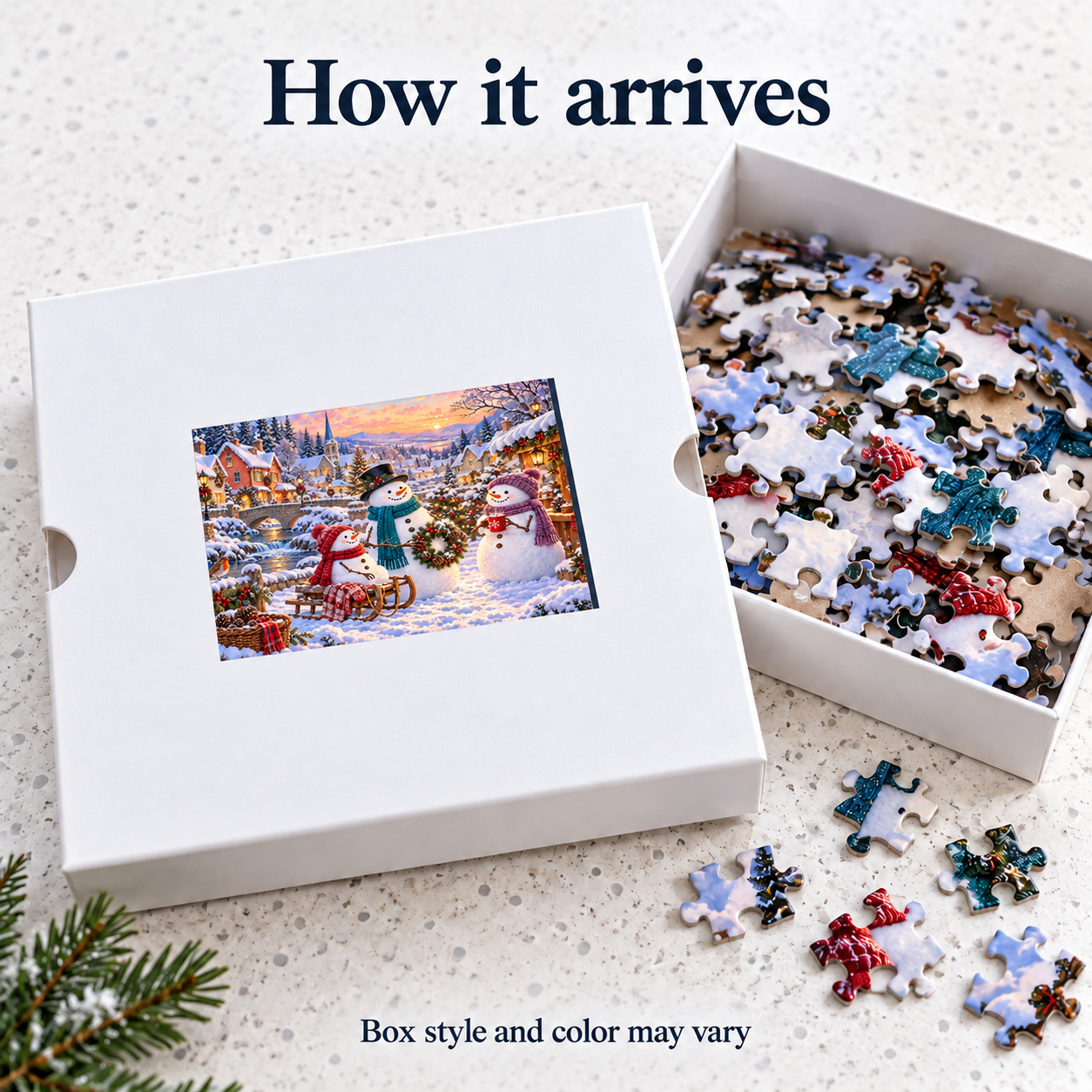 Snowman Family Winter Scene Puzzle 520-Piece | Christmas Jigsaw - Image 2