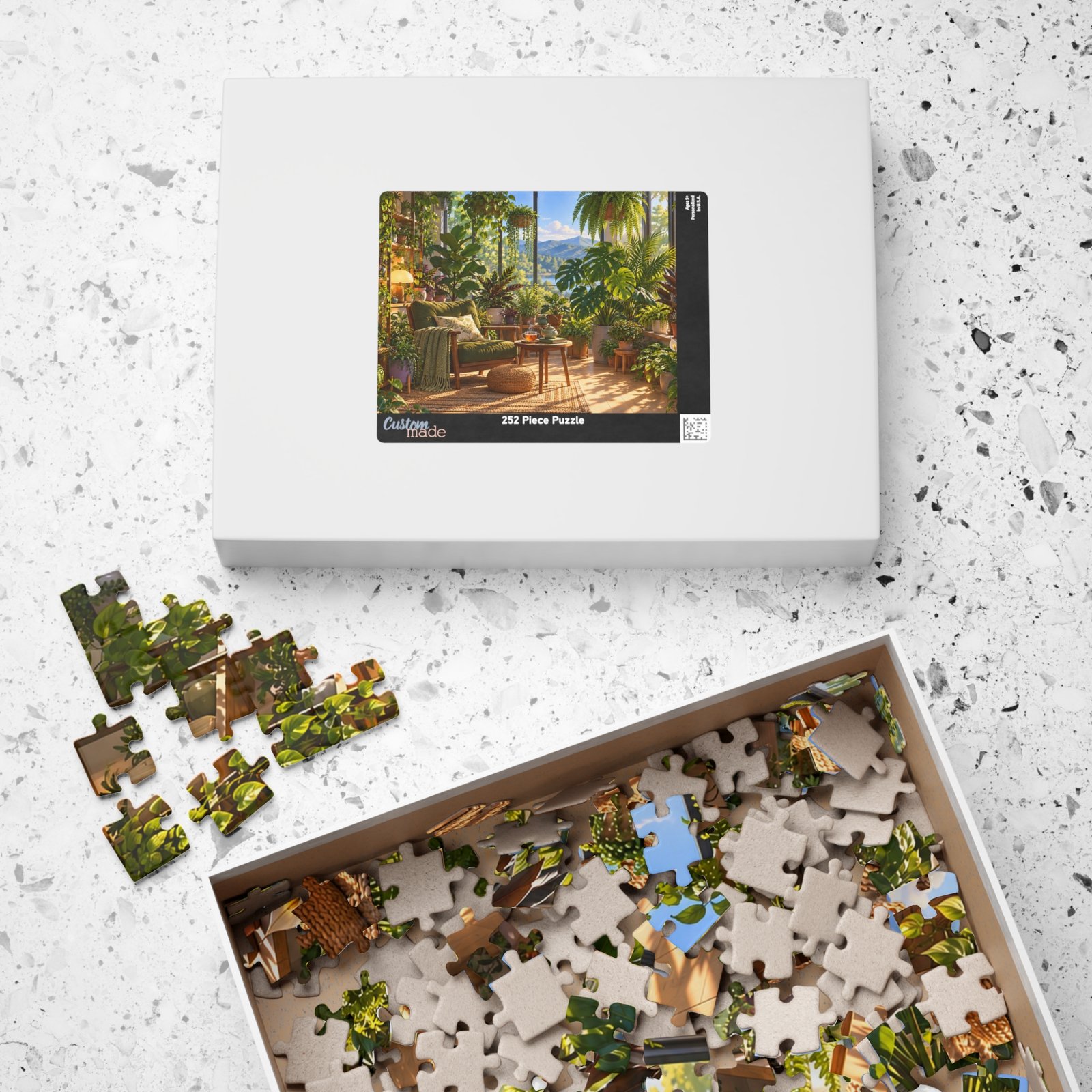 Plant lover puzzle cozy sunroom with houseplants and tea botanical jigsaw gift - Image 9